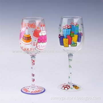 New Arrive Hand Painted Wine Glasses with 405mL Capacity